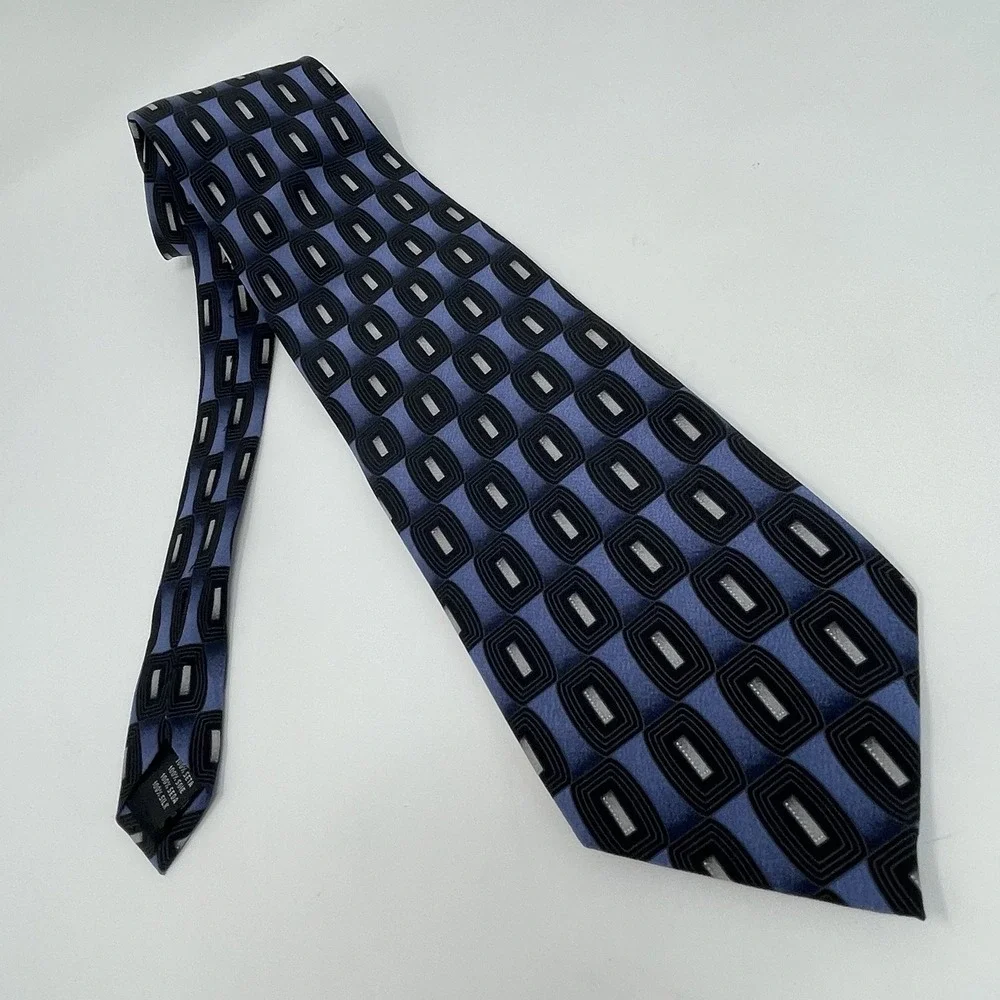 Croft Barrow 100% Silk Red Blue Black Vintage Stripes Geometric Classic Lot of 2